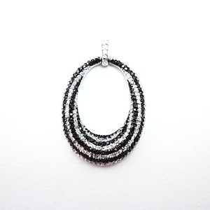 Black and Clear Oval Pave Cubic Zirconia Pendant